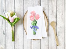 watercolor pink tulip flowers clipart by gevel studio