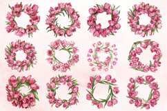 Watercolor Pink Tulip Wreaths Clipart Bundle Product Image 4