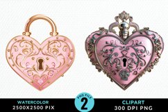 Watercolor Pink Valentines Design Clipart Product Image 1