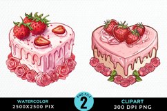 Watercolor Pink Valentines Design Clipart Product Image 1