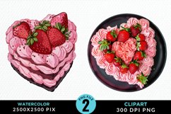 Watercolor Pink Valentines Design Clipart Product Image 1