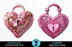 Watercolor Pink Valentines PNG Clipart Product Image 1
