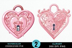 Watercolor Pink Valentines Design Clipart Product Image 1