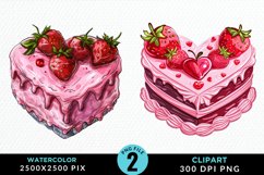 Watercolor Pink Valentines Design Clipart Product Image 1