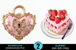 Watercolor Pink Valentines Design Clipart Product Image 1