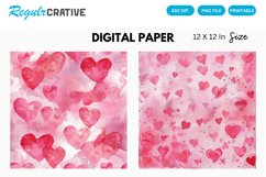 Watercolor Pink Valentine&#039;s Day Digital Paper Product Image 1