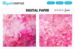 Watercolor Pink Valentine&#039;s Day Digital Paper Product Image 1