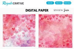 Watercolor Pink Valentine&#039;s Day Digital Paper Product Image 1