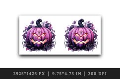 Watercolor pink violet Halloween leaves pumpkin carving Jack-o-lantern 20 oz tumbler skinny mug wrap clipart t-shirt sublimation printable design