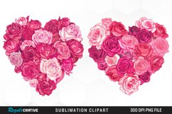 Watercolor Pink With Rose Flowers Heart Clipart Product Image 1