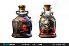watercolor Pirate set letter in a bottle Clipart Product Image 1