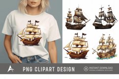 Watercolor Pirate Ship Clipart Product Image 1