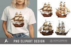 Watercolor Pirate Ship Clipart Product Image 1