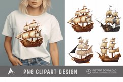 Watercolor Pirate Ship Clipart Product Image 1