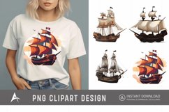 Watercolor Pirate Ship Clipart Product Image 1