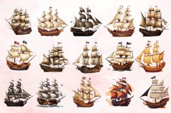 Watercolor Pirate Ship Clipart Bundle Product Image 3
