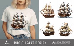Watercolor Pirate Ship Clipart Product Image 1