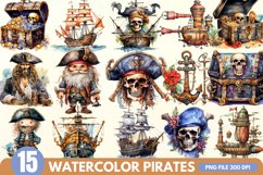 Watercolor Pirates Clipart Bundle - 15 Designs Product Image 1