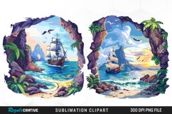 Watercolor Ship Pirates Cove Artwork Clipart Product Image 1