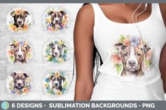 Bundle of six Wild Flowers Pit Bulls Grunge Background designs.