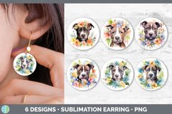 Bundle of six Wild Flowers Pit Bulls Round Earrings designs.