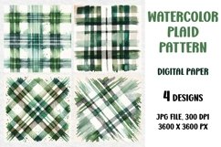 Watercolor Christmas Plaid, Digital Paper, Scrapbook Paper Product Image 1