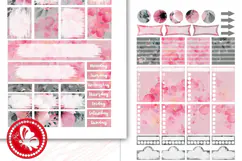 Printable Life Planner Stickers Watercolor Anemone & Blush Product Image 3