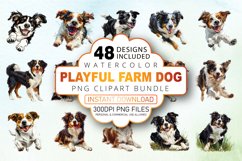 Watercolor Playful Farm Dog Clipart Bundle Product Image 1