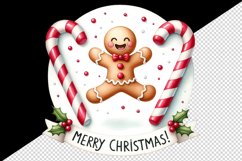 Watercolor playful gingerbread man candy canes Merry Christmas quote print 20 oz tumbler skinny mug wrap clipart t-shirt sublimation printable design