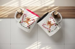 Watercolor playful gingerbread man candy canes Merry Christmas quote print 20 oz tumbler skinny mug wrap clipart t-shirt sublimation printable design