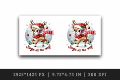 Watercolor playful reindeer red Santa hat Jingle All The Way quote print 20 oz tumbler skinny mug wrap clipart t-shirt sublimation printable design