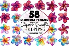 Watercolor Plumeria Flower Clipart Bundle Product Image 1