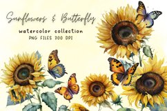Sunflowers Butterfly Watercolor Sublimation Product Image 1