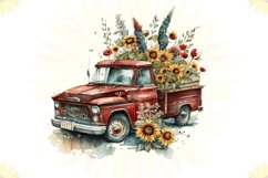 truck,vintage truck,vintage,sunflowers,ford truck,PNG,bundle,watercolor png,instant download,LariPrintDesign