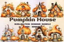 Fairy House Pumpkin Sublimation PNG, Clipart Bundle Product Image 1