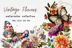 Vintage Flowers Watercolor Sublimation Product Image 1