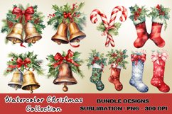 Watercolor Christmas Bell Sublimation, Clipart Bundle Product Image 1