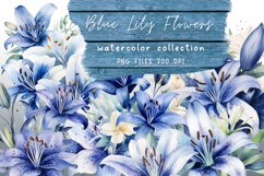 Lily Blue Watercolor Flower Sublimation Product Image 1