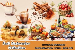 Watercolor Fall Decor Clipart, Autumn, Thanksgiving clipart Product Image 1