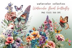 Butterfly Flowers Watercolor Sublimation Product Image 1