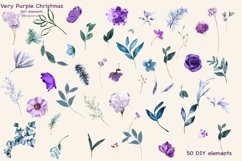 WatercolorFloral Purple Christmas Clipart Collection Product Image 7