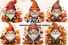 Gnome Fall Sublimation PNG Clipart Bundle Product Image 1