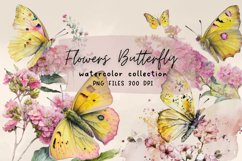 Butterfly Flower Yellow Watercolor Clipart Product Image 1