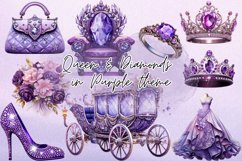 Diamonds Queen Purple Birthday Bundle Clipart Product Image 1