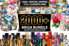 2000 Watercolor PNGs &amp; Digital Papers Bundle Pack Product Image 1
