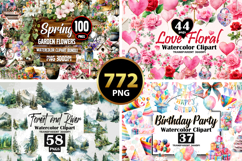2000 Watercolor PNGs &amp; Digital Papers Bundle Pack Product Image 3