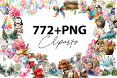 2000 Watercolor PNGs &amp; Digital Papers Bundle Pack Product Image 4