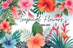 Tropical Flowers Watercolor Sublimation Clipart Product Image 1