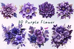 3D Purple Flower Sublimation Clipart Product Image 1