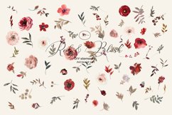 Watercolor Red and Blush Flowers Clipart Set Product Image 7